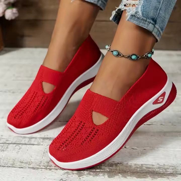 MOV Zapatillas De Mujer En Color Sólido Transpirables Zapatillas Casuales De Verano De Bajo Térmico Tejidas Zapatos Casuales Para Mamá - 1