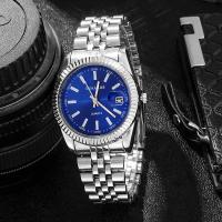 Reloj De Pulsera De Cuarzo Para Hombre Marca Top Lujo Azul Con Calendario Y Correa De Acero Inoxidable Reloj De Moda Y Negocios - details 2