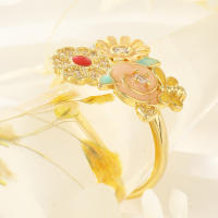 Encanto Anillo de flores para mujer, diseño de margaritas y flores de circón de cobre - details 7