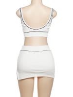Conjunto De Verano Para Mujer Nibber Skinny Ribbed 2 Piezas Negro Top Sin Costuras Y Shorts Side Split Estilo Sexy Y Club - details 4