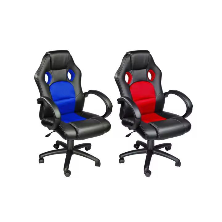 Mediawave Store Gaming Racer silla de oficina en imitación de cuero 4 ruedas giratoria silla ejecutiva - 1