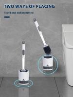 Cepillo de inodoro de silicona con PULVERIZADOR DE AGUA, mango largo de 40cm, recargable, TPR, accesorios de limpieza de baño montados en la pared - details 4