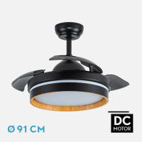 FABRILAMP - Ventilador Dc Nalon 48w Negro/madera oscura 3aspas 91d 4800lm 3000-4500-6000k Remoto+memoria+temporizador MUY SILENCIOSO - details 0