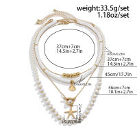 Ingemark 3Pcs/Set Collar De Perla Simulada Bohemio Con Estrella De Mar Y Escalopado Para Mujer Joyería De Cadena Elegante Regalo - details 4