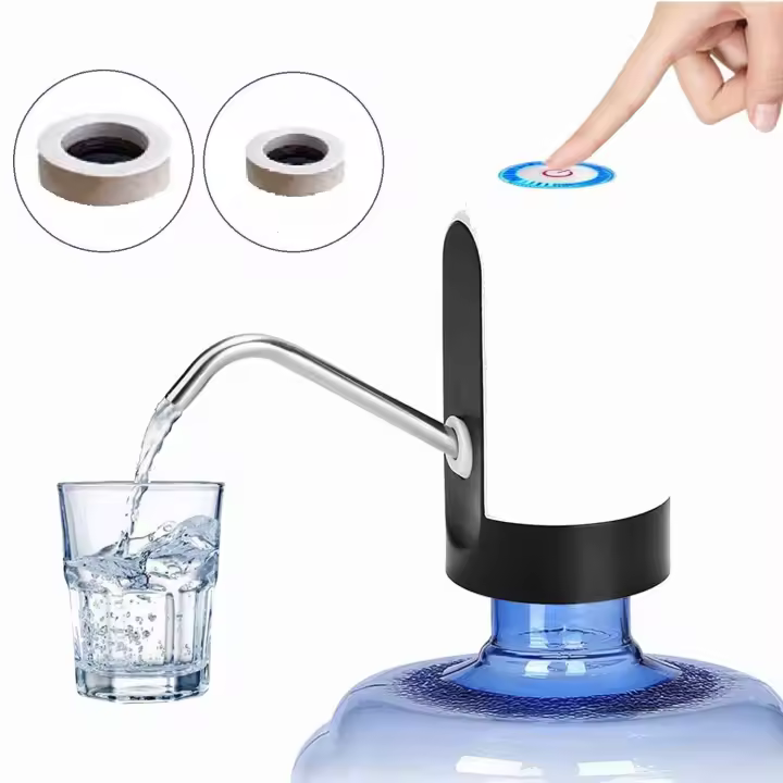 CALA VERDE - Dispensador de agua eléctrico automático - Recargable con batería de iones de litio - Alta compatibilidad y fácil de usar - Incorpora 2 ADAPTADORES para garrafas  comerciales de 5/6/8 litros - 1