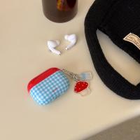 Funda Para AirPods 1/2/3/4 Y pro Con Colgante De Hongo Chequero Rojo Y Azul Diseño Lindo Y Protección Resistente De Plástico - details 2