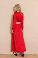 SOLO VENTA FALDA - CONJUNTO SATINADO ROJO SALMA - Falda Larga Roja Satinada, Satén, Primavera Verano para Mujer, Fiesta, Evento, Bodas - details 2