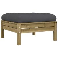 vidaXL Taburete de jardín con cojín madera de pino impregnada Marrón pino, Douglas natural, Impregnado natural Conjunto Terraza Muebles Jardín Exterior Juego de Muebles de jardín Mueble Jardín Exterior Muebles de Salon Exterior - details 0