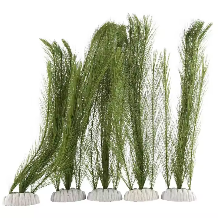 Aquarium Decorations Fish Tank Artificial Green Water Plants Made Of Silk Fabrics Plastic,for All Fish and Pets 5Pcs - 1