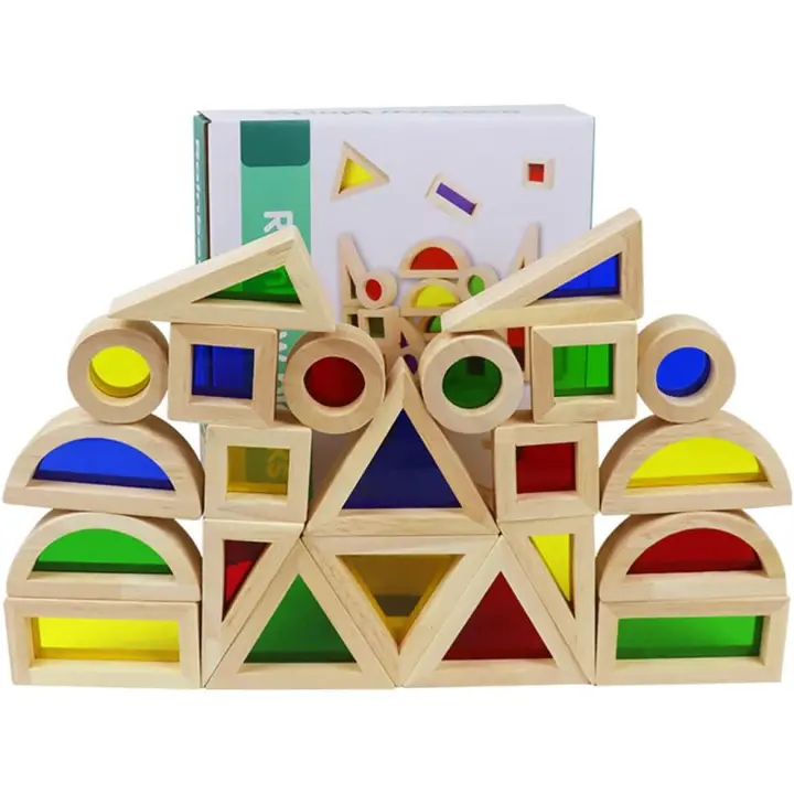 Juego de bloques sensoriales de arcoíris, juguete de construcción para desarrollar la imaginación, juego de apilamiento de arcoíris interactivo para padres e hijos, regalo de Navidad - 1