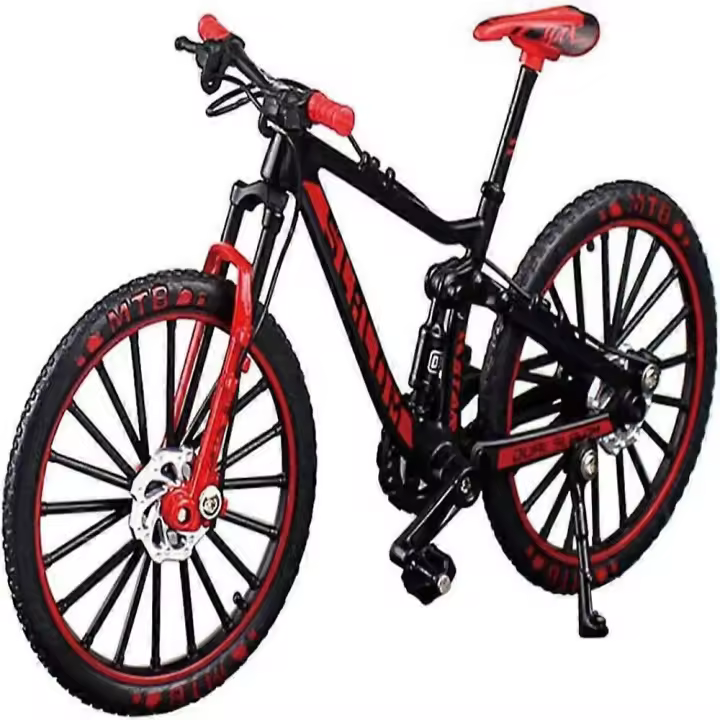 Mini Finger Mountain Bikes Ornament Racing Bicycle Finger Bike Toy Mini Bicycle Vehicles Model Decoration Crafts for Home(Black Re) - 1
