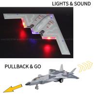 Avión De Combate Jet Fighter Con Pullback Y Luz Sonido Escala Diecast 1:50 Modelo De Avión F16 F22 F35 B2 J31 Para Niños Regalo - details 1
