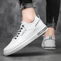 Zapatos Casuales Para Hombre Blancos Transpirables Moda Tenis Andar Conducir Patineta Plataforma Antideslizante Cuero Artificial - details 8