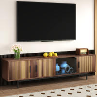 Mueble TV, Mueble Bajo with Textura Tallada, Mueble TV with tira de Luz LED y Puerta de Cristal Templado - details 3