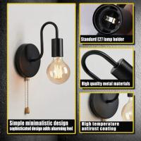 Lámpara De Pared Industrial Nórdica En Hierro Negro E27 Iluminación Interior Para Dormitorio Y Baño Soporte De Luz Decorativo - details 2