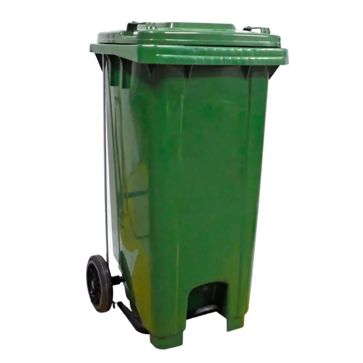 JARDIN202 - Contenedor de basura 120L - Con pedal - Verde - 1