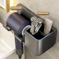 Soporte De Secador De Pelo Para Baño Estante Sin Perforar Plástico Con Caja De Almacenamiento Soporte De Toalla Para Inodoro - details 3