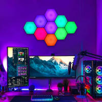 Luz De Pared Hexagonal Con Control Remoto Y Luz LED RGB Modulable USB Colorida Luz Nocturna Geométrica DIY Para Decoración De Hogar - details 12
