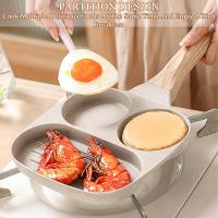 Sartén antiadherente para huevos, sartén antiadherente 3 en 1 con división para parrilla, sartén resistente al calor de 3 secciones, sartén para panqueques pequeños, sartén para cocinar para el desayuno, huevos, tocino y hamburguesas,  (blanco) - details 1