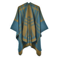 Chal clásico para dama, combinable con todo, para las cuatro estaciones, de imitación de cachemira gruesa, con cuadros divididos, capa de pasarela - details 11