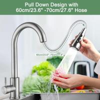 Grifo de Cocina con Ducha Extraíble de Acero Inoxidable Resistente - details 1