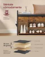 Banco Zapatero con Almacenamiento Interior - Mueble de Entrada con Bolsillos y Asas Cómodas, para Salón y Dormitorio, Marrón Rústico y Negro Tinta, 30x80.6x62.5 cm - details 4