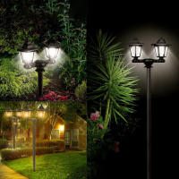 Lámpara Solar Hexagonal De Jardín Con Doble Cabeza Iluminación Automática Para Jardines Y Parques Instalación Self-Contained Material De Acero Inoxidable - details 2