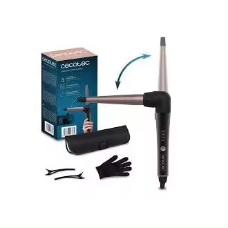 SurfCare TwistConic Rizador de pelo cónico con un codo de 90 grados que asegura mayor comodidad de uso y con guante térmico estuche y 2 clips - 1