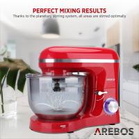 AREBOS Batidora Amasadora 1500W 6L Tazón de Mezcla de Acero Inoxidable 6 Velocidade Rojo - details 18