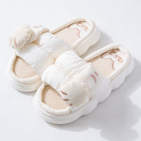 Zapatillas De Plataforma Casual Para Mujer Con Diseño De Gato De Dibujos Animados Zapatos De Lino Elegantes Para El Hogar Con Tobillero Abierto Y Tacón Bajo - details 26
