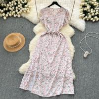 Vestido Bohemio De Verano Para Mujer Estampado Floral Vintage V-Neck A-Line Midi Con Abertura Elegante Ropa Casual Female - details 14