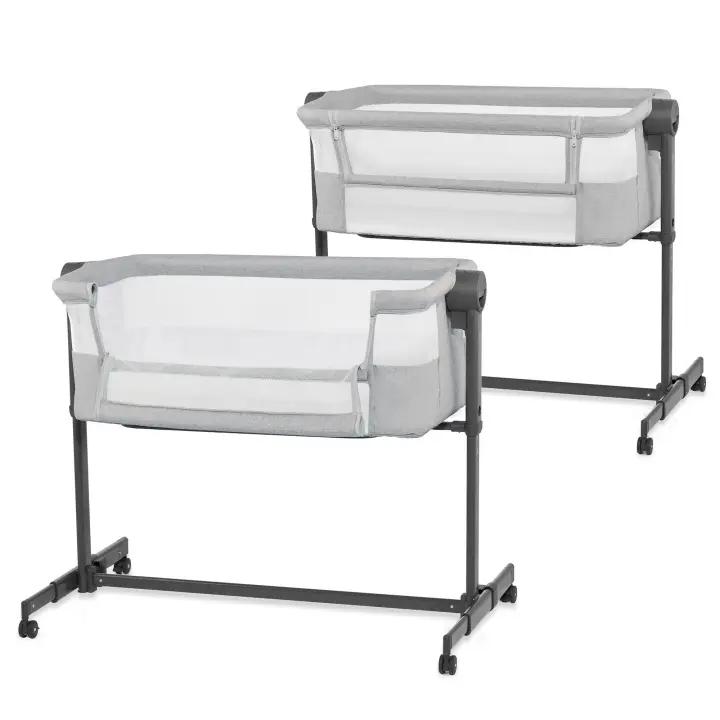 Kinderkraft NESTE UP 2 Cuna Colecho para Bebé con Colchón, Cuna de Cabecera, Fácil ajuste de cama de padres, Ajuste de altura, Buena Circulación de Aire, Ruedas transportarás, Gris… - 1