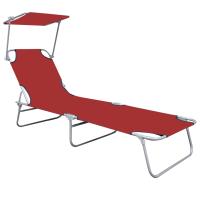 vidaXL Tumbona plegable con toldo aluminio Azul claro, Negro, Rojo Sillas de Exterior Ideal para jardín, playa, piscina, terraza Tumbona Piscina Tumbonas Playa Tumbonas Jardín Exterior - details 4