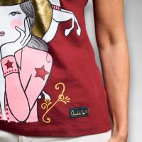 Top Rodeos Anabel Lee - Sin Mangas, Hombros Definidos y Maxi Print Foil Dorado - details 5