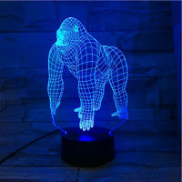 Lámpara LED USB 3D De Animales Orangután Gorila Champanéez Con Control Remoto Cambio De Colores 16 Ilusión De Humor Decoración De Mesa Luz Nocturna - details 2