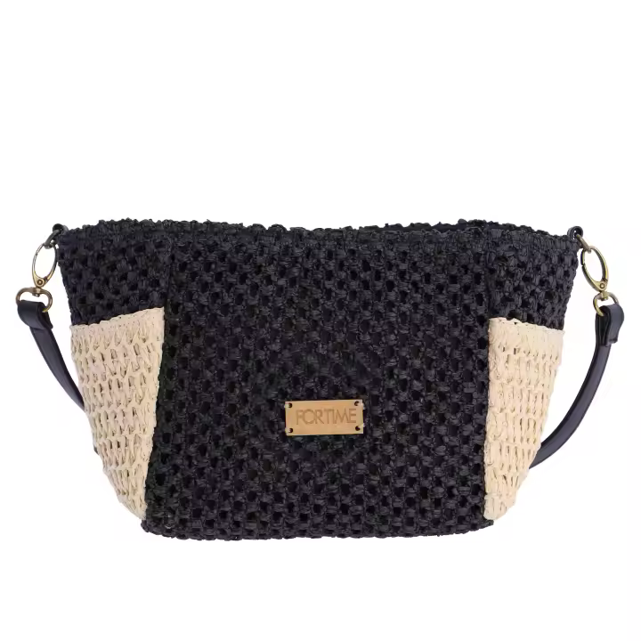 Bolso bandolera para mujer FORTIME Rita de rafia con cierre de cremallera - 1