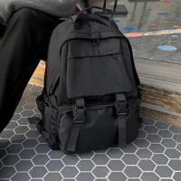 Mochila Estudiantil Negra De Gran Capacidad Estilo Harajuku Casual Para Hombres Y Mujeres Mochila Unisex De Calle Alta Ruta Bolsa De Viaje - details 13