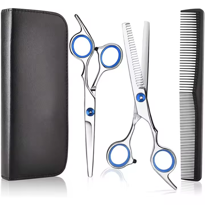 Tijeras Peluquería Profesional,7 Pack/Set 6 "Tijeras de Peluquería Profesional Corte de Pelo de Acero Inoxid con Peine,Barberos or Uso EN EL Hogar, Claro y Agudo - 1