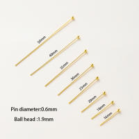 100pcs Alfileres De Cabeza Redonda Pintados De Oro 14K 18K 16-50mm Para Fabricación De Joyas Encuentros De Metal De Cobre Planos Con Ojo Suministros Para DIY - details 0