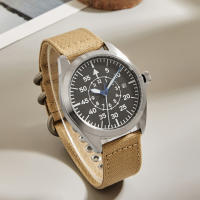 Reloj Mécanico De Piel De Algodón Khaki Flieger Aviator Pilot Acero Inoxidable Movimiento Automático Arrow Watches De Estilo Casual Para Hombres Resistente Al Agua Cristal De Zafiro Japonés - details 1