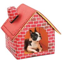 Casa De Perro Plegable Y Portátil Estilo Muro De Ladrillo Caliente Y Cómoda Para Pequeños Perros Y Gatos Cama De Mascota - details 1