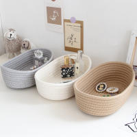 Cesta De Almacenamiento Para Escritorio Hecha a Mano Organizador De Juguetes Para Niños Accesorios De Oficina Cajas De Alimentos Bolsa De Cosméticos Material De Hilo De Algodón Estilo Moderno - details 8