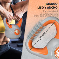 SPORTNOW Pesa Rusa 10 kg Kettlebell Revestimiento de PU y Relleno de Arena Mango Ancho para Entrenamiento Culturismo en Casa Gimnasio 22x16x26 cm - details 3