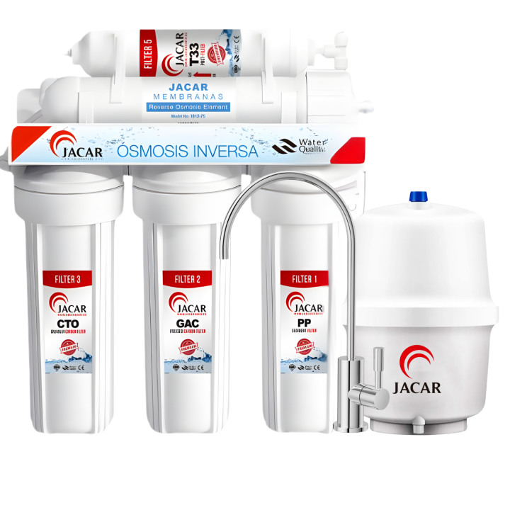 Equipo de Osmosis Inversa 5 Etapas Domestico con Membrana de 50 Gpd Incluye Filtros Osmosis Inversa 5 Etapas de Coconut Ecologico, Deposito Osmosis 5 Litros, Grifo de Osmosis Inversa y Bastidor ABS