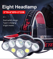 Lámpara Frontal Recargable Con 8 LED Y Luz Roja USB Para Correr Cazar Caminar Y Acampar Con 8 Modos De Iluminación - details 0