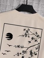 Camiseta De Algodón Para Hombre Con Impresión De Cerezo De Mont Fuji Moda Casual Veraniega Top Hip Hop Manga Corta Cuello Redondo - details 8