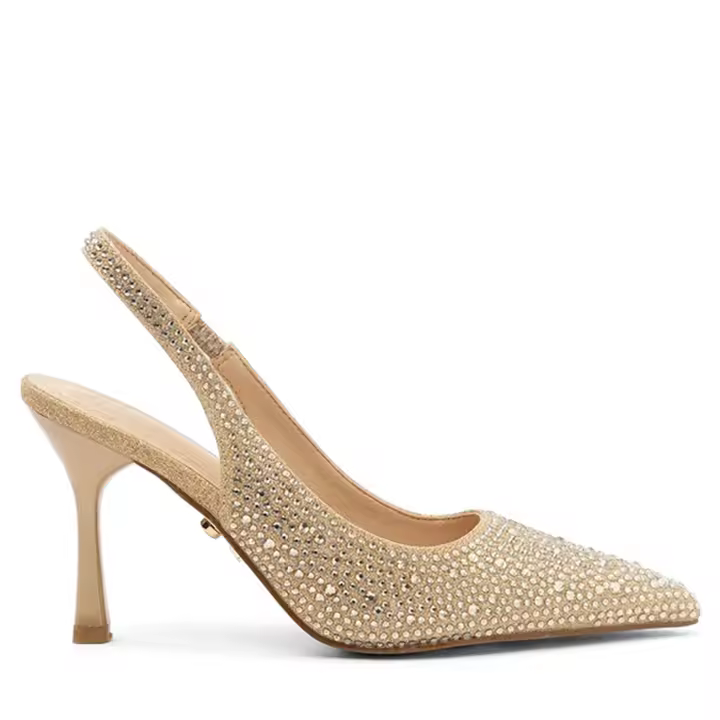 Elegante TwentyFourHaitch Eindhoven slingback de oro con pedrería y tacón alto 376 - 1