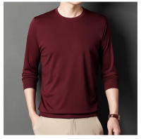 Camiseta De Manga Larga Para Hombre En Color Sólido Cuello Redondo Camisa Polo Casual Algodón Transpirable Para Primavera Y Otoño - details 7