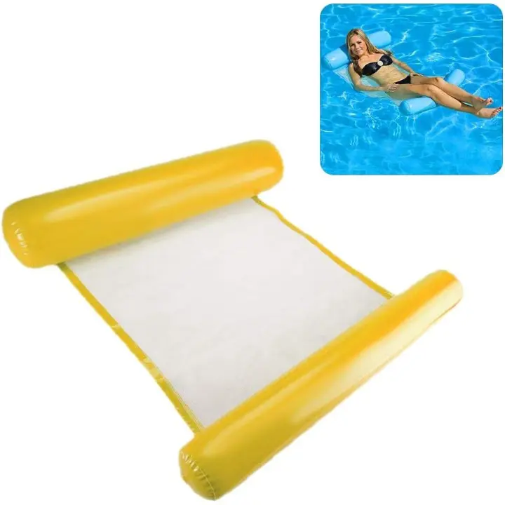 Hamaca de agua para piscina de adultos colchón hinchable piscina para adultos y niños 200 kg 130 x 73 cm amarillo - 1
