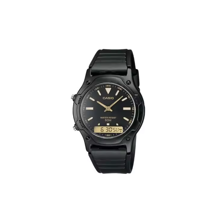 Reloj clásico hombre analógico digital Casio AW-49HE-1A dial negro correa resina 50m water resist - 1